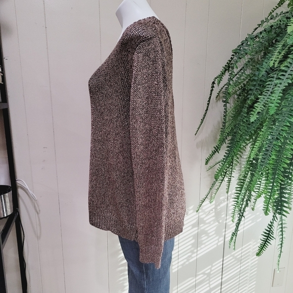 525 AMERICA Weave Brown Gold Tint PullOver SWEATER - Picture 2 of 12